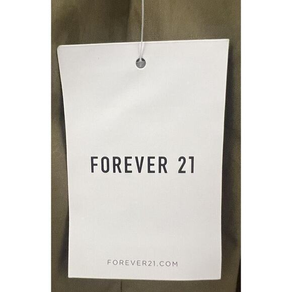 FOREVER 21 Baby Doll Mini Dress Women's Size L Olive Green 100% Cotton Y2K - Picture 8 of 14